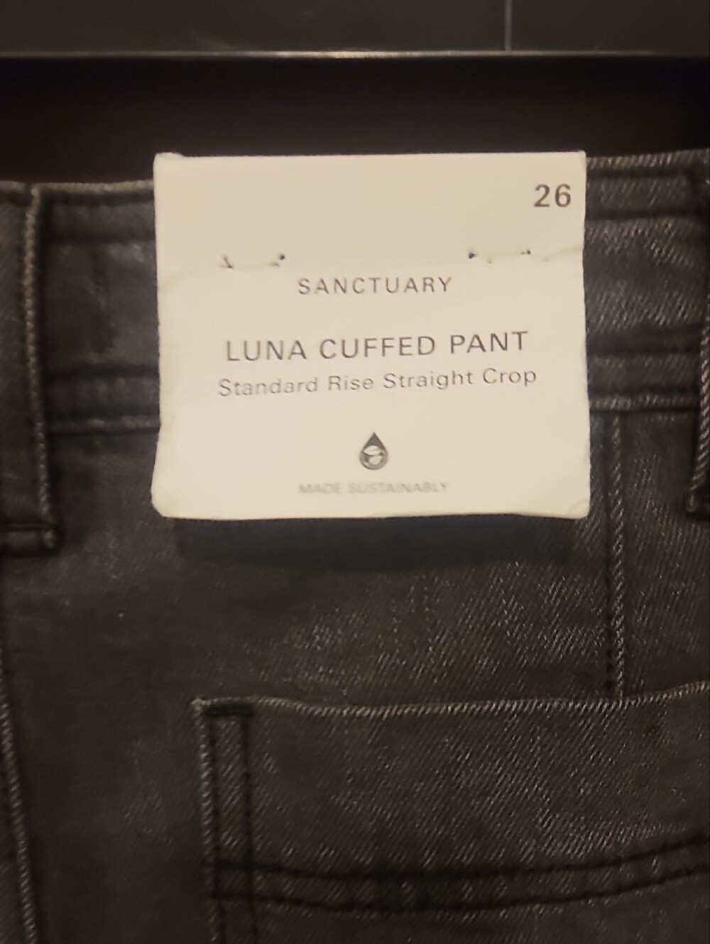 NWT Sanctuary Luna Cuffed Pant Standard Rise Straight Crop Button-Fly Pants 26 - Picture 8 of 9